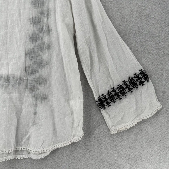 Denim & Supply Ralph Lauren Women Top LARGE Ivory Blouse Peasant Boho Embroidery - Picture 7 of 14